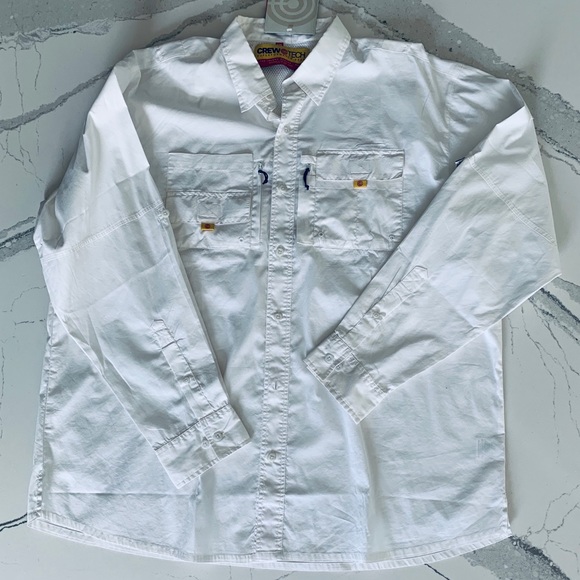 Caribbean Canvas Co White Fishing Shirt XXL NWT - Picture 2 of 6